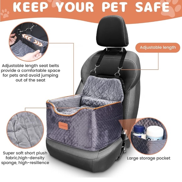 Alfatok Memory Foam Elevated Booster Pet Car Seat w/ Washable Cover NWT - Picture 5 of 10